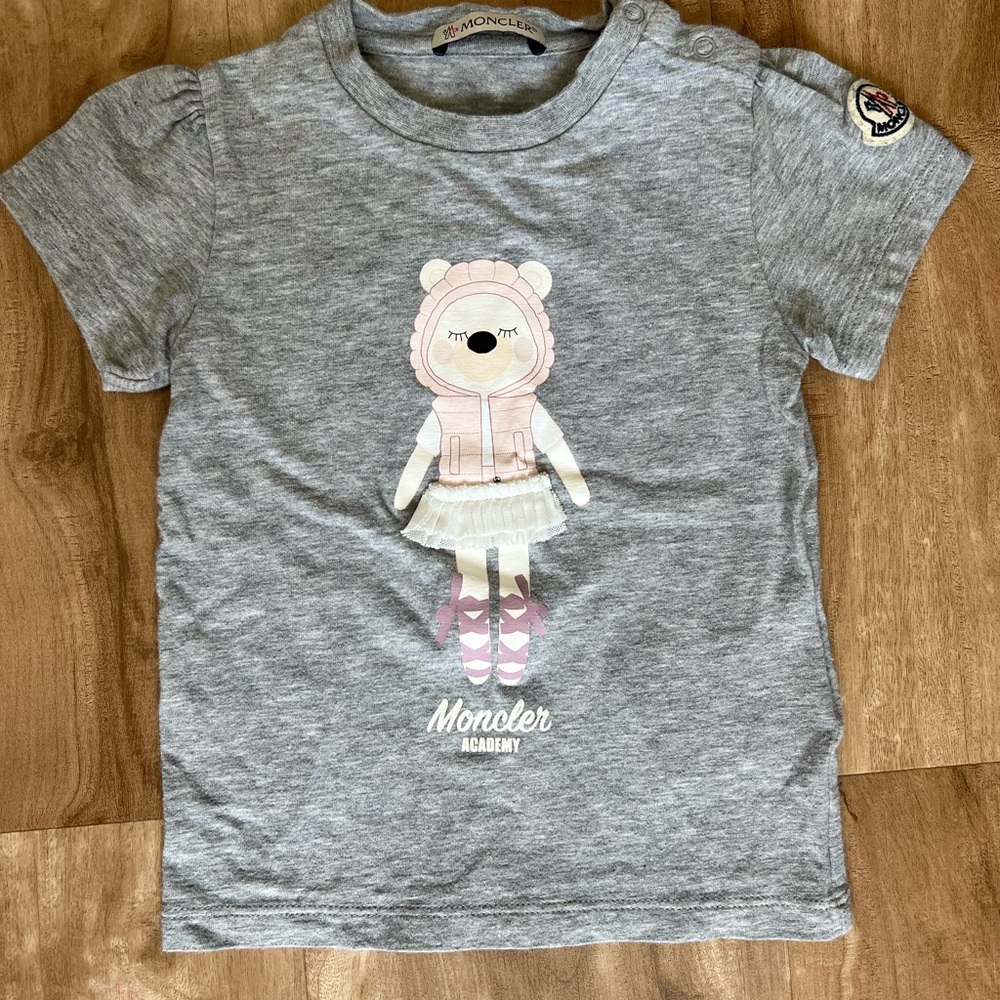 Moncler Kids Heather Gray Logo Sleeve Tee